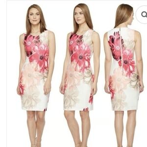 Beautiful Calvin Klein Pink And White Floral Dress
